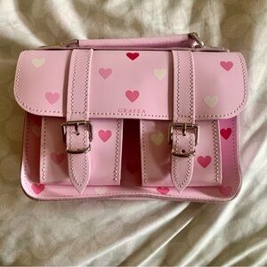 Grafea Pink Heart Women's Crossbody Bag Real Leather